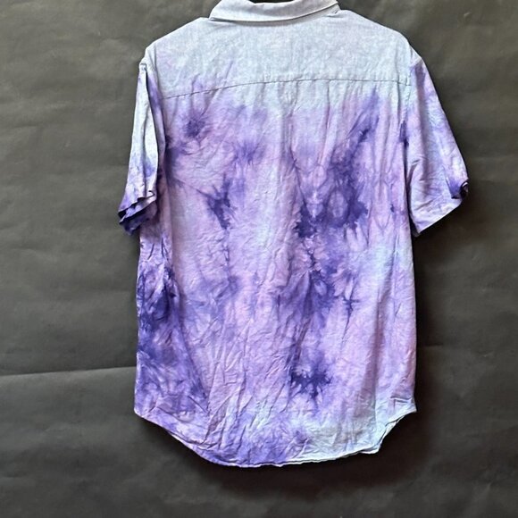 Original Penguin Chambray Denim Blue Shirt Short Sleeve  Size Large Tie dye OOAK - Picture 5 of 5